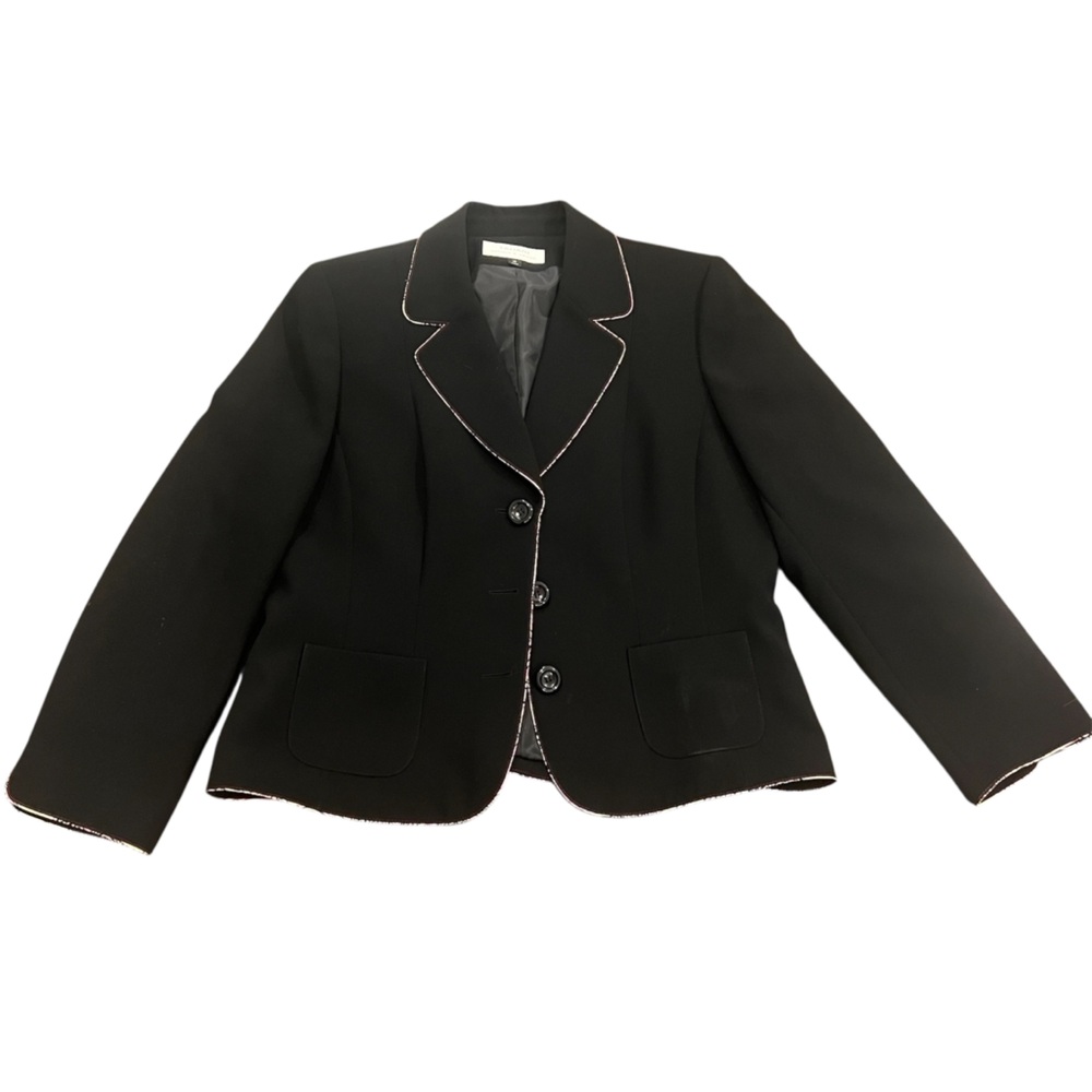 Tahari ASL Black Blazer with Colorful Trim Career Workwear